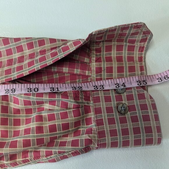 Scott Barber Size Large Red and Gold Checkered Button Down 100% Cotton - Picture 16 of 16